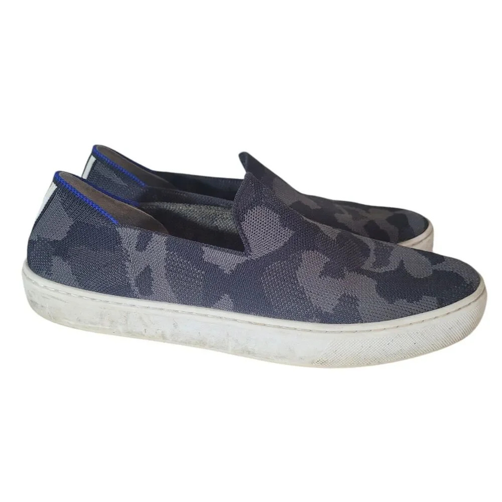 Rothy's The Original Women's Sneakers Size 8.5 Gray Black Camo Slip on Shoes‎
